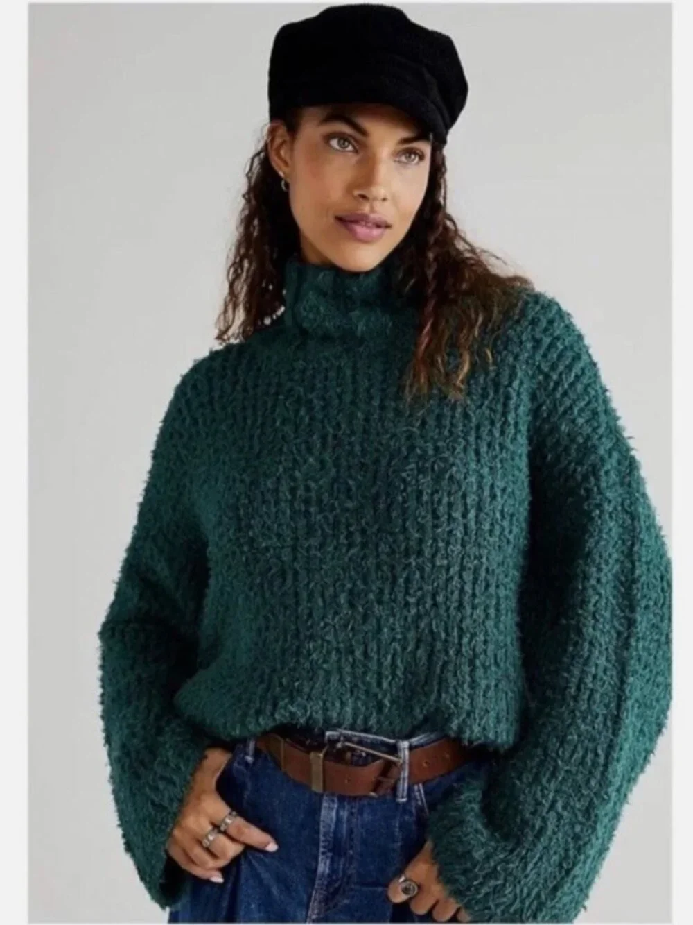 Free People Canyon Fuzzy Pullover Sweater In Green
